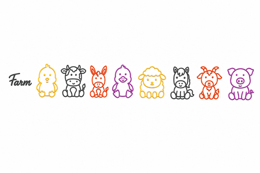 Farm Animal Wall Decor Set featuring 8 handcrafted minimalist farm animal decorations