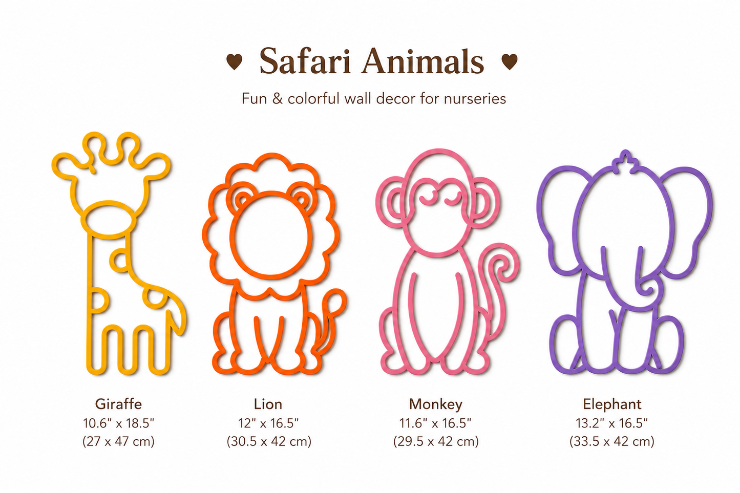 Safari Animal Wall Art Set — Personalised Nursery Décor