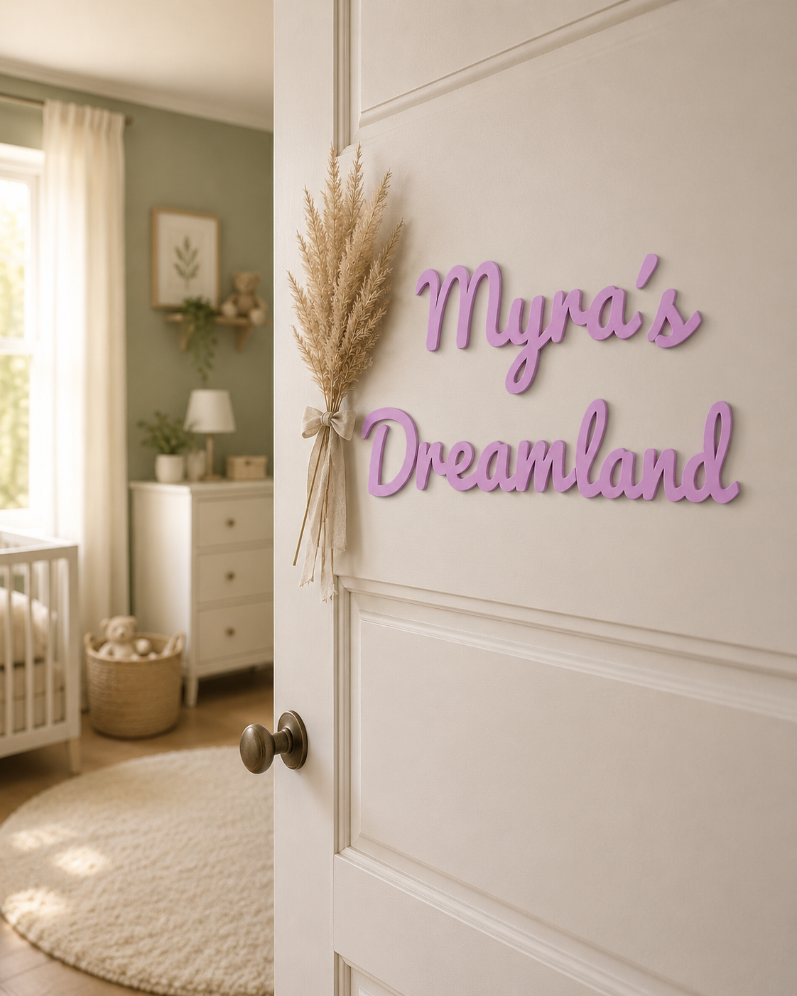 Personalised Nursery Door Sign — Custom Name & Message