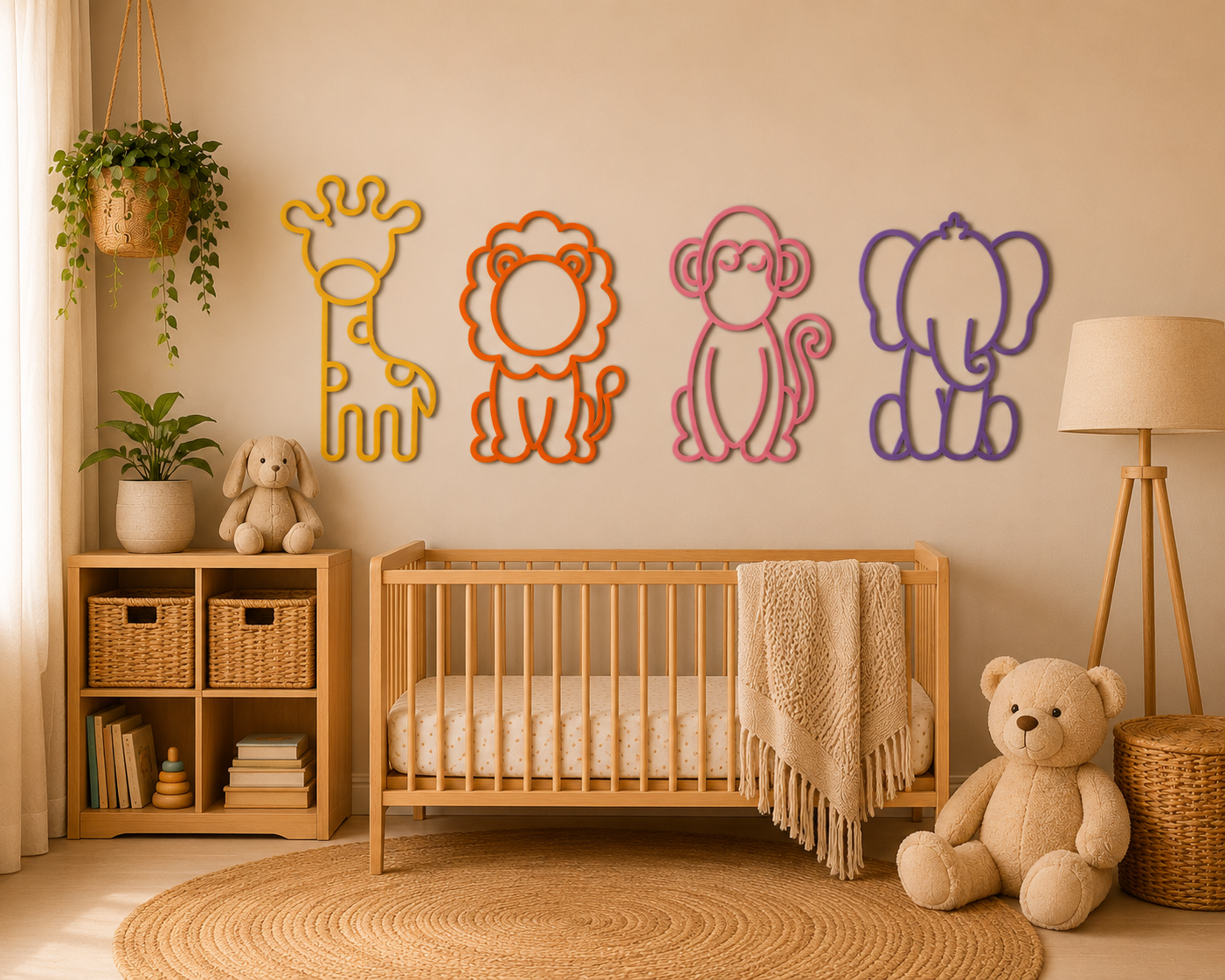 Safari Animal Wall Art Set — Personalised Nursery Décor