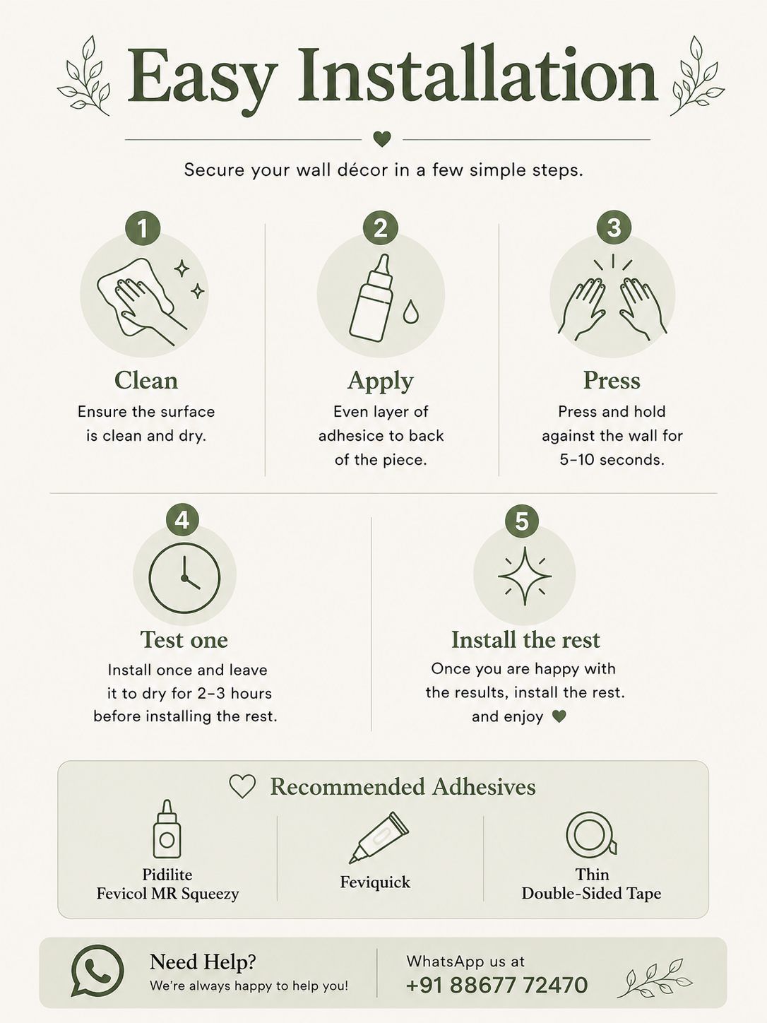 Easy installation guide for Tropical and Exotic Animal Wall Decor Set using suitable wall adhesive